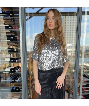 BELLITA zilver bloesje met pailletten