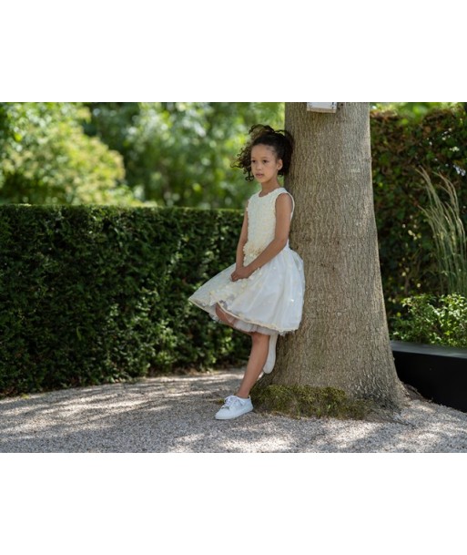 GYMP  ecru jurk met geborduurde bloemetjes