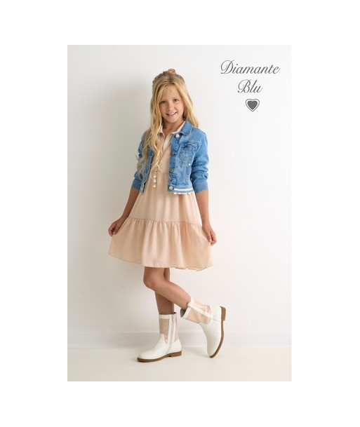DIAMANTE BLU zwierige jurk in zachtroze