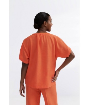 HER. koraalkleurige bloes met korte mouw