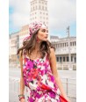 FOUR ROSES lange jurk in multicolor print