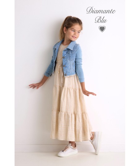 DIAMANTE BLU lange jurk met stroken