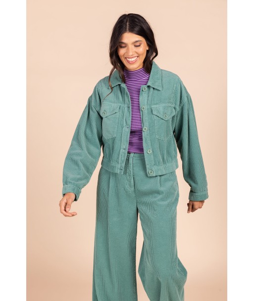 FOUR ROSES groene broek in ribfluweel