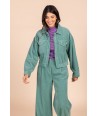 FOUR ROSES groene broek in ribfluweel