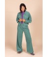 FOUR ROSES groene broek in ribfluweel