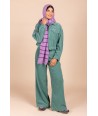FOUR ROSES groene broek in ribfluweel