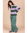 FOUR ROSES groene broek in ribfluweel