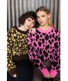 FOUR ROSES bruine pull met leopardmotief