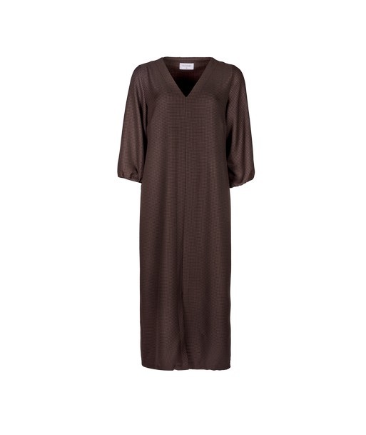 FOUR ROSES bruine maxi jurk met motief