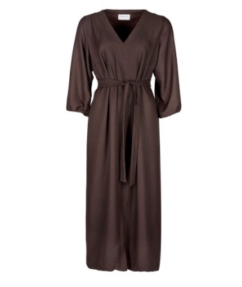 FOUR ROSES bruine maxi jurk met motief
