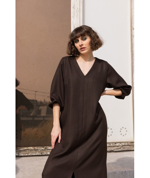 FOUR ROSES bruine maxi jurk met motief