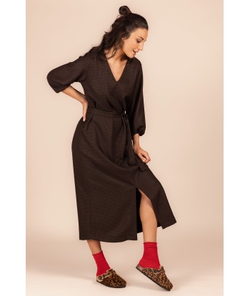 FOUR ROSES bruine maxi jurk met motief
