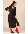 FOUR ROSES bruine maxi jurk met motief