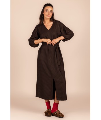 FOUR ROSES bruine maxi jurk met motief