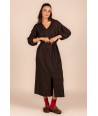 FOUR ROSES bruine maxi jurk met motief