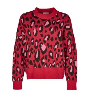 FOUR ROSES pull met rode leopardprint
