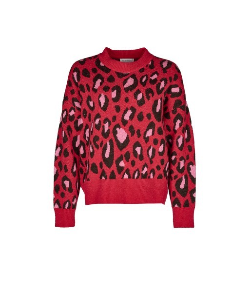 FOUR ROSES pull met rode leopardprint