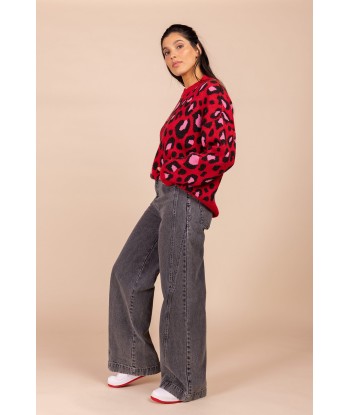 FOUR ROSES pull met rode leopardprint