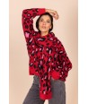 FOUR ROSES pull met rode leopardprint