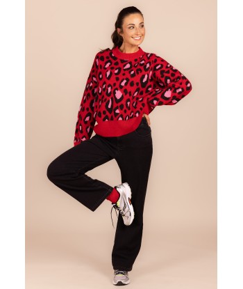 FOUR ROSES pull met rode leopardprint