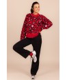 FOUR ROSES pull met rode leopardprint