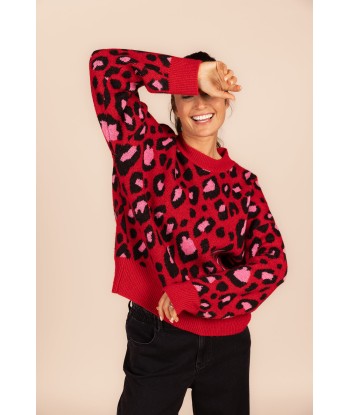FOUR ROSES pull met rode leopardprint