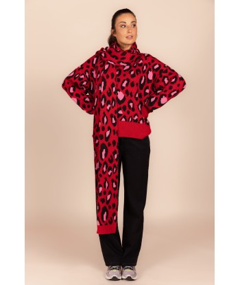 FOUR ROSES pull met rode leopardprint