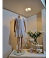 SCAPA ecru jurk met beige boorden