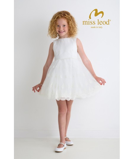 MISS LEOD ecru jurk met broderie
