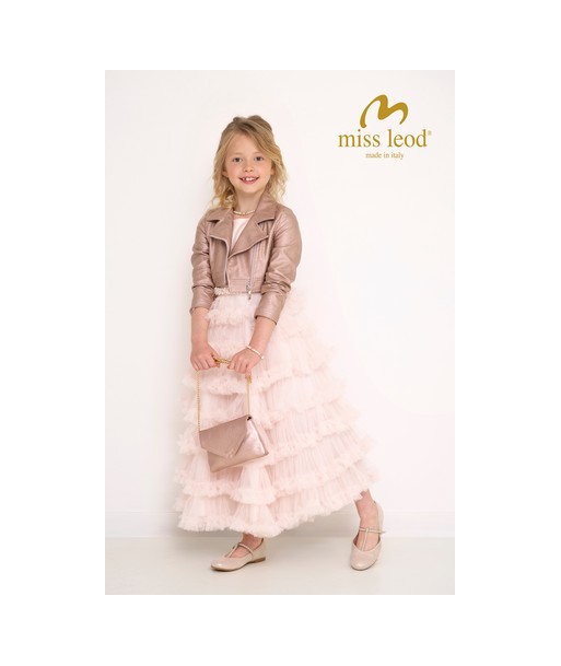 MISS LEOD lange roze jurk met laagjes