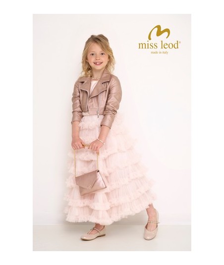 MISS LEOD lange roze jurk met laagjes