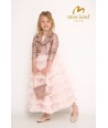 MISS LEOD lange roze jurk met laagjes
