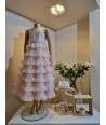 MISS LEOD lange roze jurk met laagjes