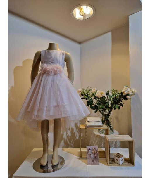 MISS LEOD roze jurk met tulle sleep