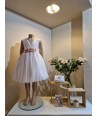 MISS LEOD lichtroze jurk met bloemenriem