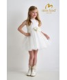 MISS LEOD ecru jurk met glitterrok