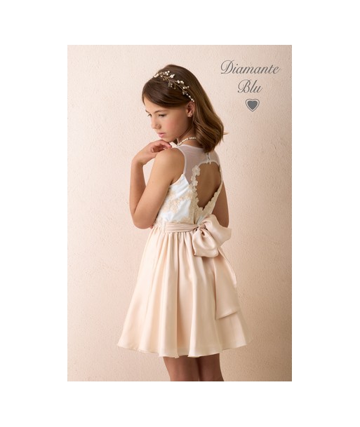 DIAMANTE BLU jurk in zalmroze met bloemenmotief