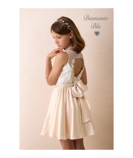 DIAMANTE BLU jurk in zalmroze met bloemenmotief