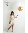 DIAMANTE BLU ecru jurk met gouden borduringen