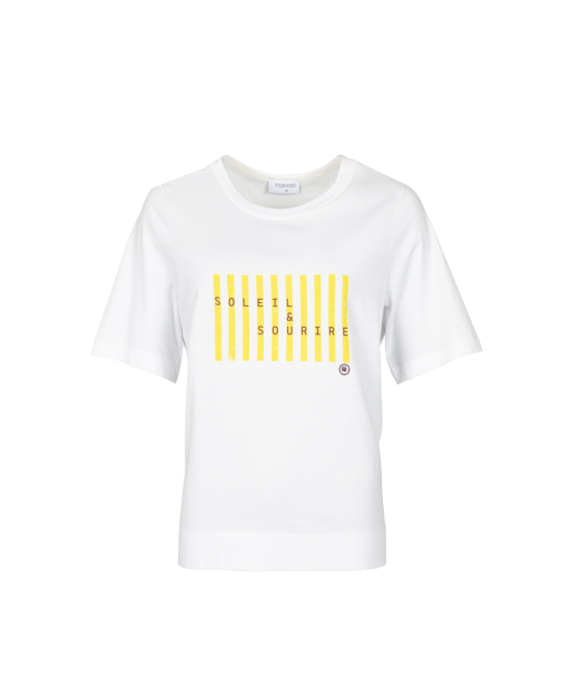 FOUR ROSES witte t-shirt met gele streep