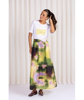 FOUR ROSES witte t-shirt met gele streep