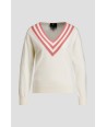 AC ecru pull met roze strepen