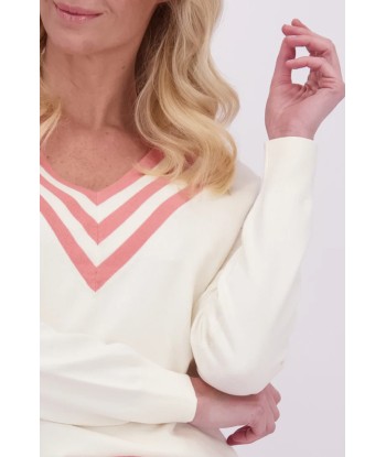 AC ecru pull met roze strepen