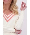 AC ecru pull met roze strepen