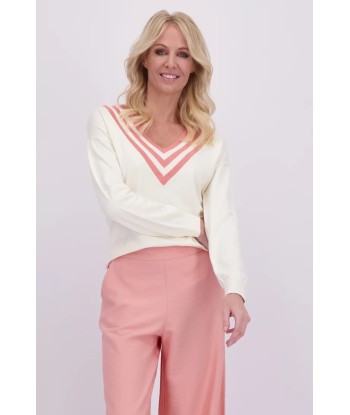 AC ecru pull met roze strepen