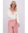 AC ecru pull met roze strepen