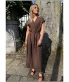 BELLITA bruine lange jurk
