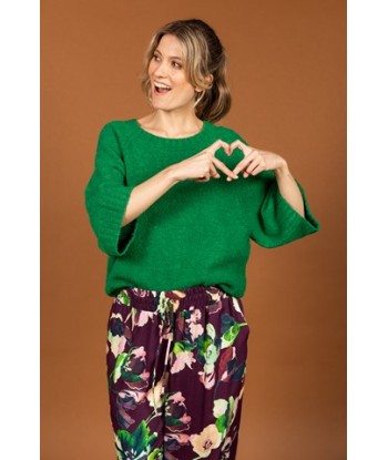 FOUR ROSES groene pull met driekwartsmouw