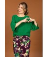 FOUR ROSES groene pull met driekwartsmouw