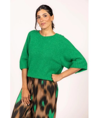 FOUR ROSES groene pull met driekwartsmouw